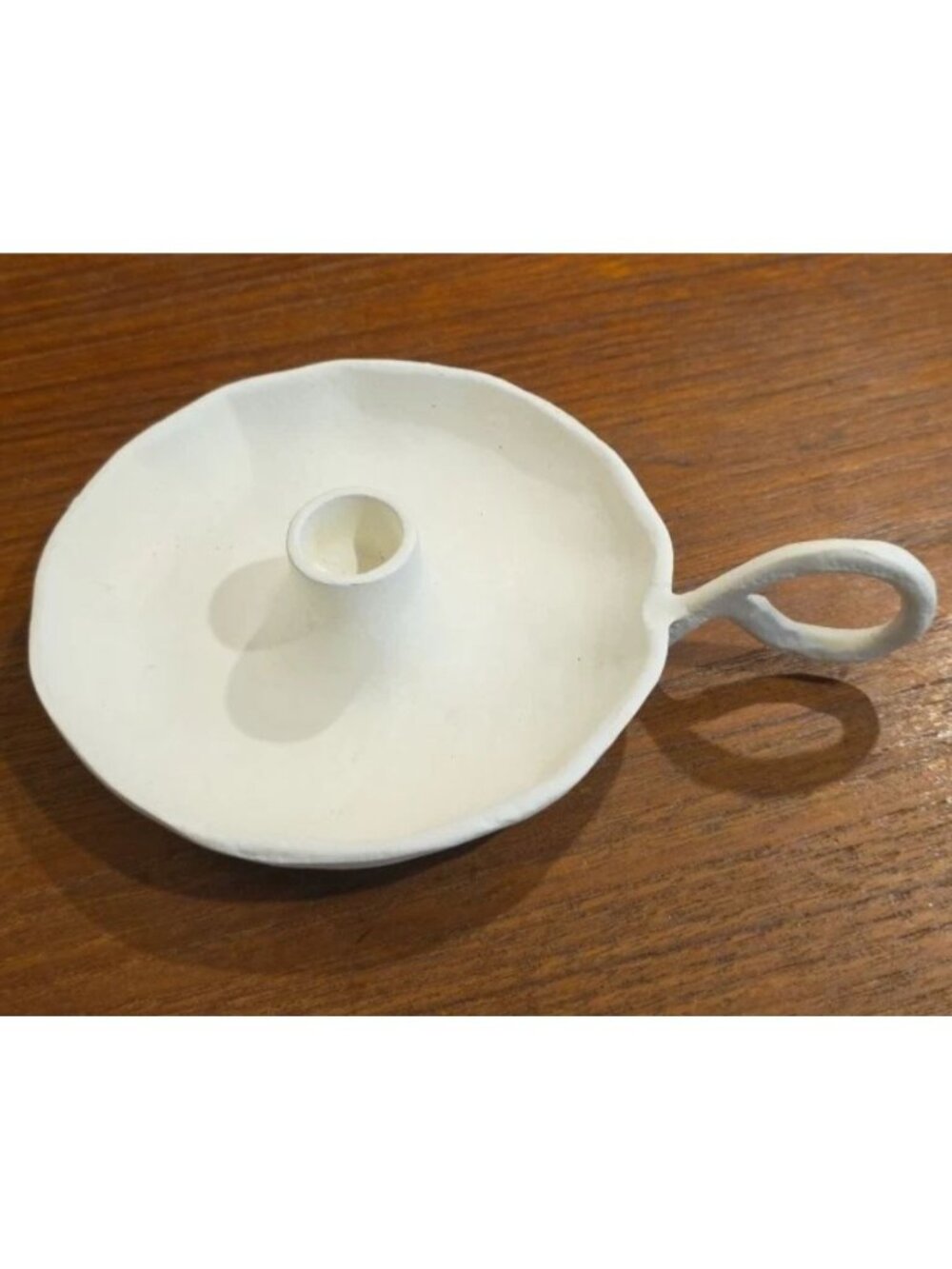 NEW Caribe sand-cast aluminum TAPER Candle Holder Ivory 5.5"x8"x2.5"